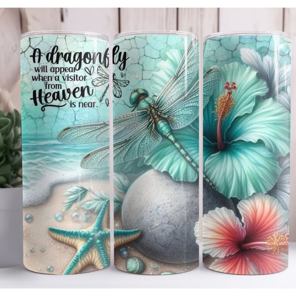 Dragonfly Beach 20oz Skinny Tumbler Insulated Cup